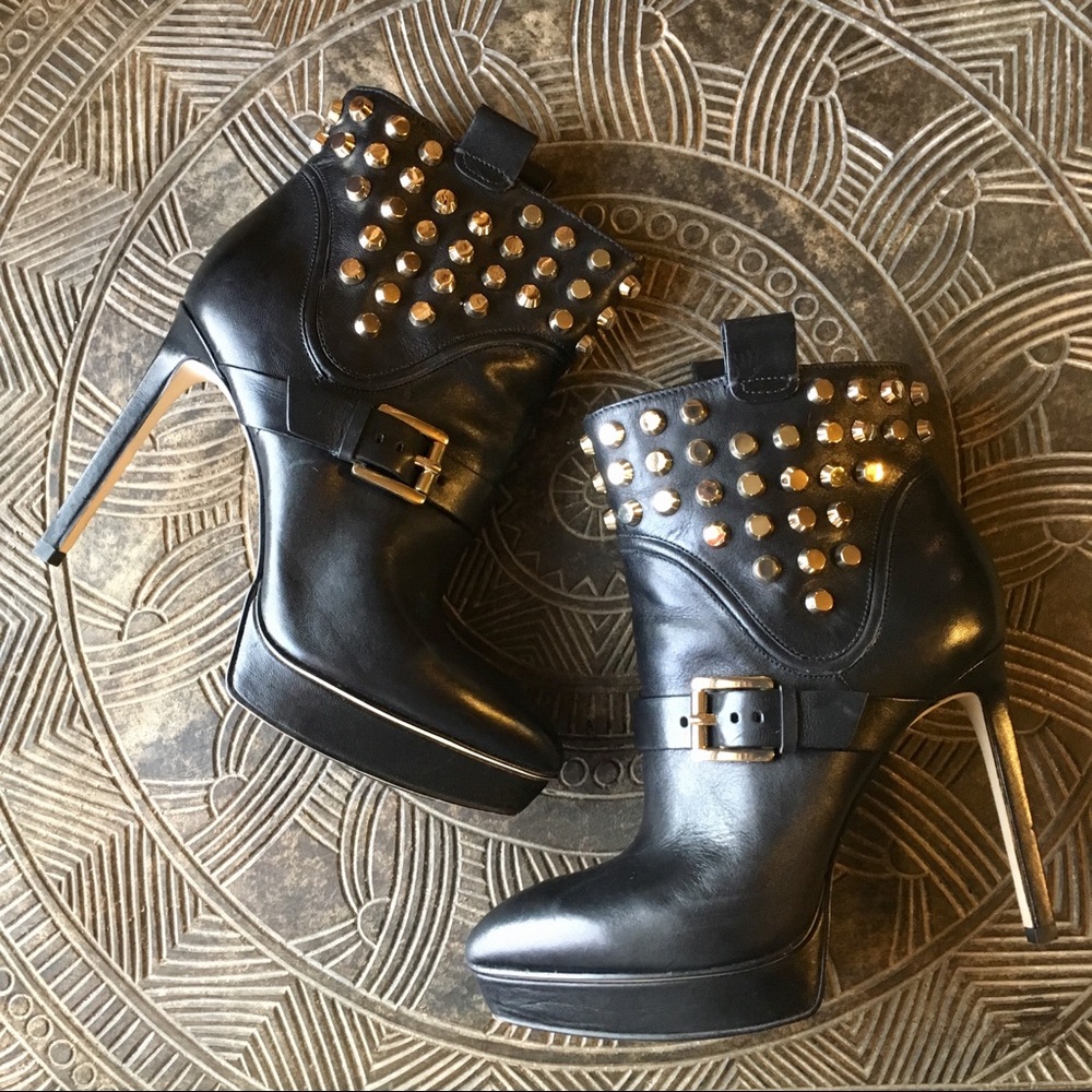 MICHAEL MICHAEL KORS Gold Stud Stiletto Boots 6.5